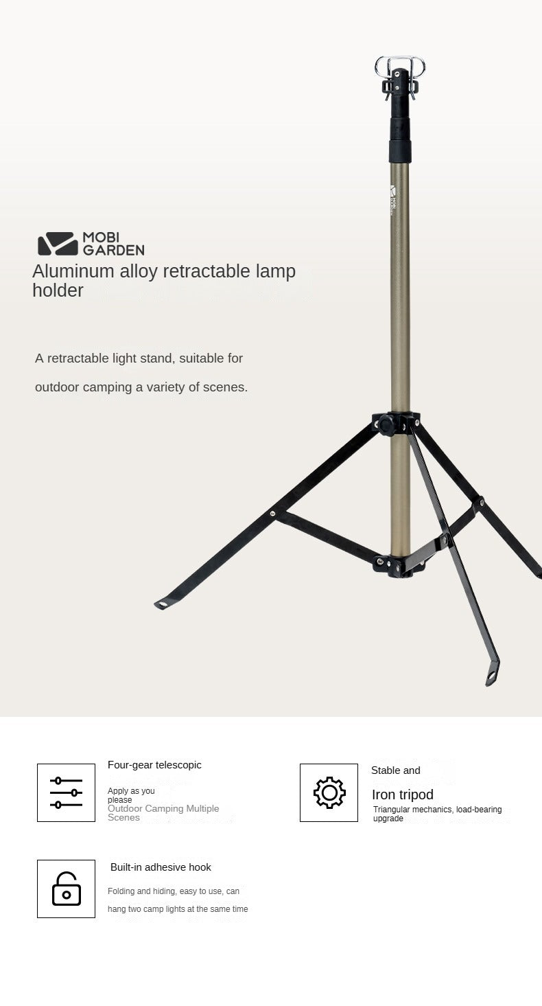 Mobi Garden Telescopic Light Stand Portable Retractable Lamp Holder Pole Tripod Stand 2.2m Stretchable Four Gear Telescopic Lantern Light Post Rack