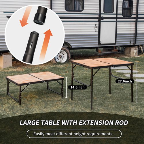 Naturehike Folding Camping Table, Portable Tables with Adjustable Legs, 20.87×15.75×9.05 Inch Foldable Camp Pinic Tables with Carry Bag for Outdoor Camping, BBQ, Travel - Small Retro