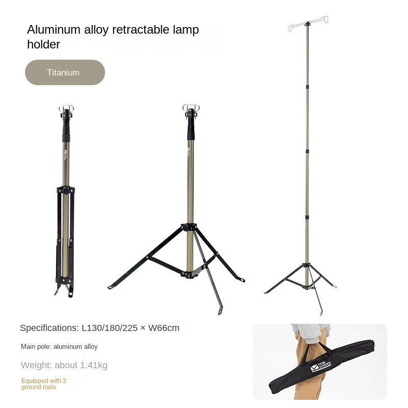 Mobi Garden Telescopic Light Stand Portable Retractable Lamp Holder Pole Tripod Stand 2.2m Stretchable Four Gear Telescopic Lantern Light Post Rack