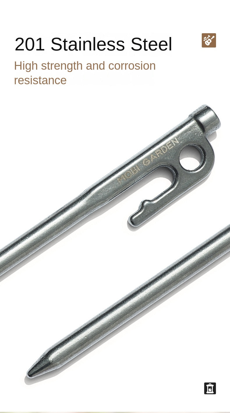 Mobi Garden Pet Ground Nail Portable Lightweight Outdoor Tent Peg For Pets Dog Leash Double Ground Nail Pegs Stake Design Stainless Steel Fixed Nail Camping Accessories
